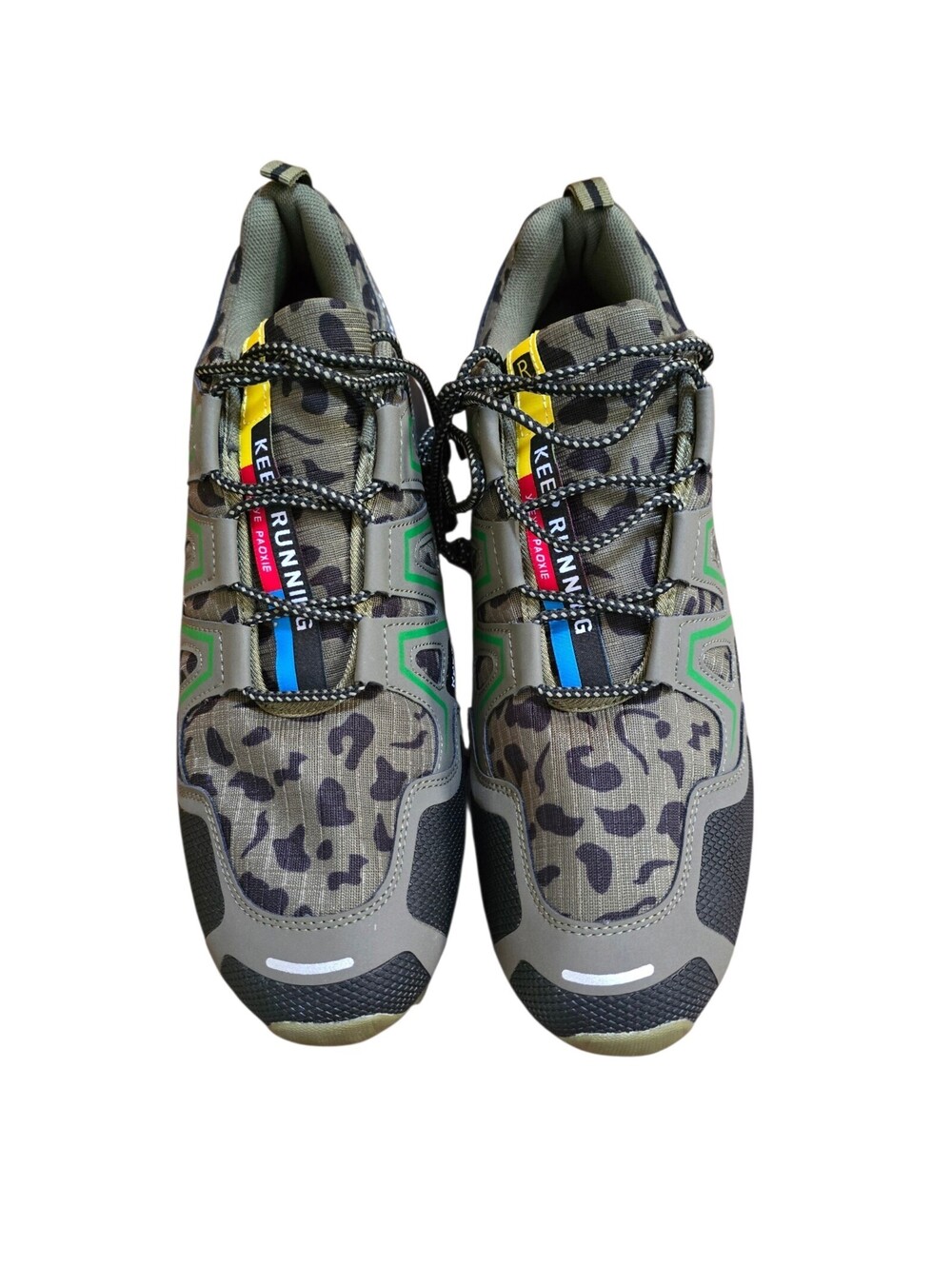 Men’s Size 47 Camo Trail Running Shoes Gray Green Rugged Lug Sole